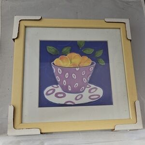 Framed Artwork with Purple Bowl With Peaches